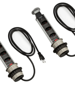 Kit 2 Torres Tomada Retrátil Torre 3 Tomadas Para Bancada Mesa Embutir Bivolt Multiplug 16A Mesa Bancada 2 Unidades